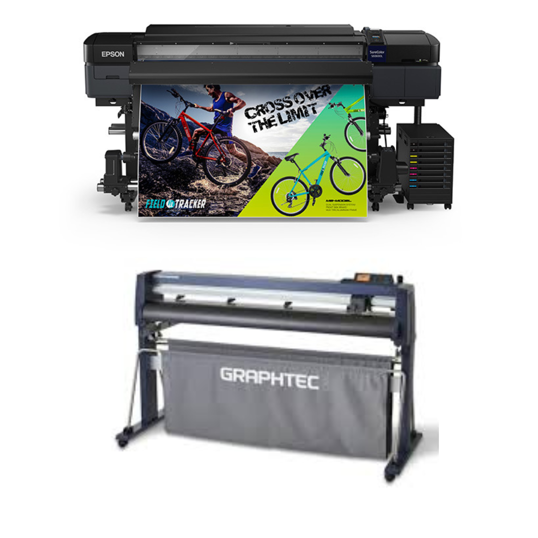 BUNDLE - Epson SureColor S60600L 64" Roll-to-Roll Solvent 4-Color Bulk Ink Printer - Refurbished (1 Year Warranty) + 54" Graphtec FC9000-140 Wide Cutter - Refurbished (1 Year Warranty)