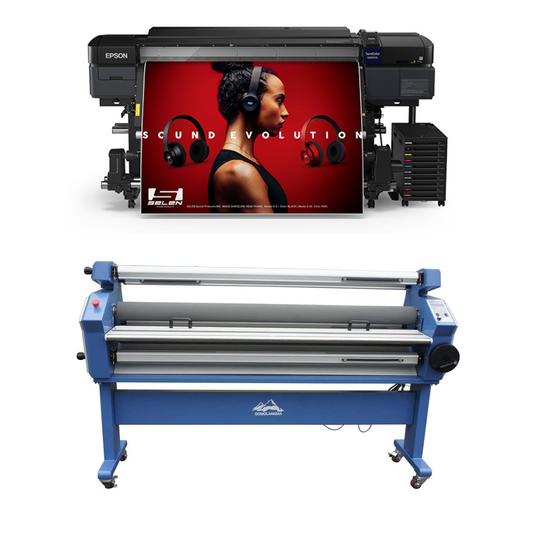 BUNDLE - Epson SureColor S80600L 64" Solvent Printer - Refurbished (1 Year Warranty) + 55" Full-Auto Wide Format Cold Laminator with Heat Assisted - New