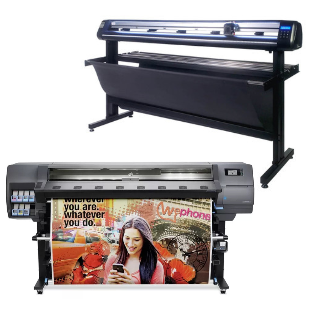 BUNDLE - HP Latex 330 64" Printer - Refurbished (90 Days Warranty) + 65" Vinyl Cutter Machine with ARMS Contour Cutting (MH200) - New