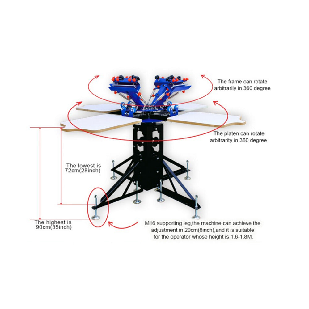 Silk Screen Printing 4 Color Printer Press Shirt Micro-adjust Rotatable Machine