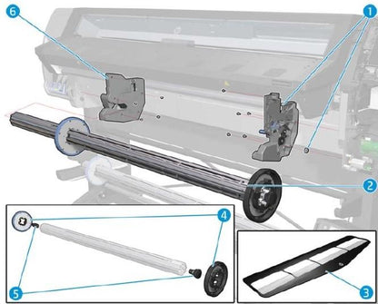 3-inch Spindle w/ Hubs 64 SERV for the HP Latex 330, 360, 370, 560, 570 Series (B4H70-67057) - Refurbished