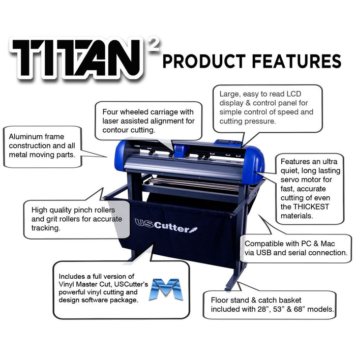 USCutter 28" TITAN-2 (Servo Motor) Vinyl Cutter w/ VinylMaster Cut Software - New