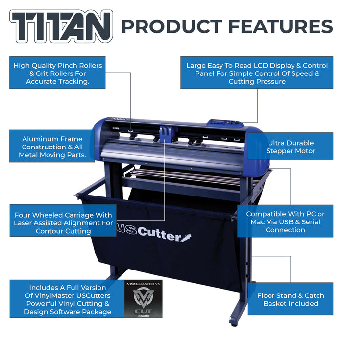 USCutter TITAN Vinyl Cutter 28" w/ VinylMaster Cut & Design Software - New