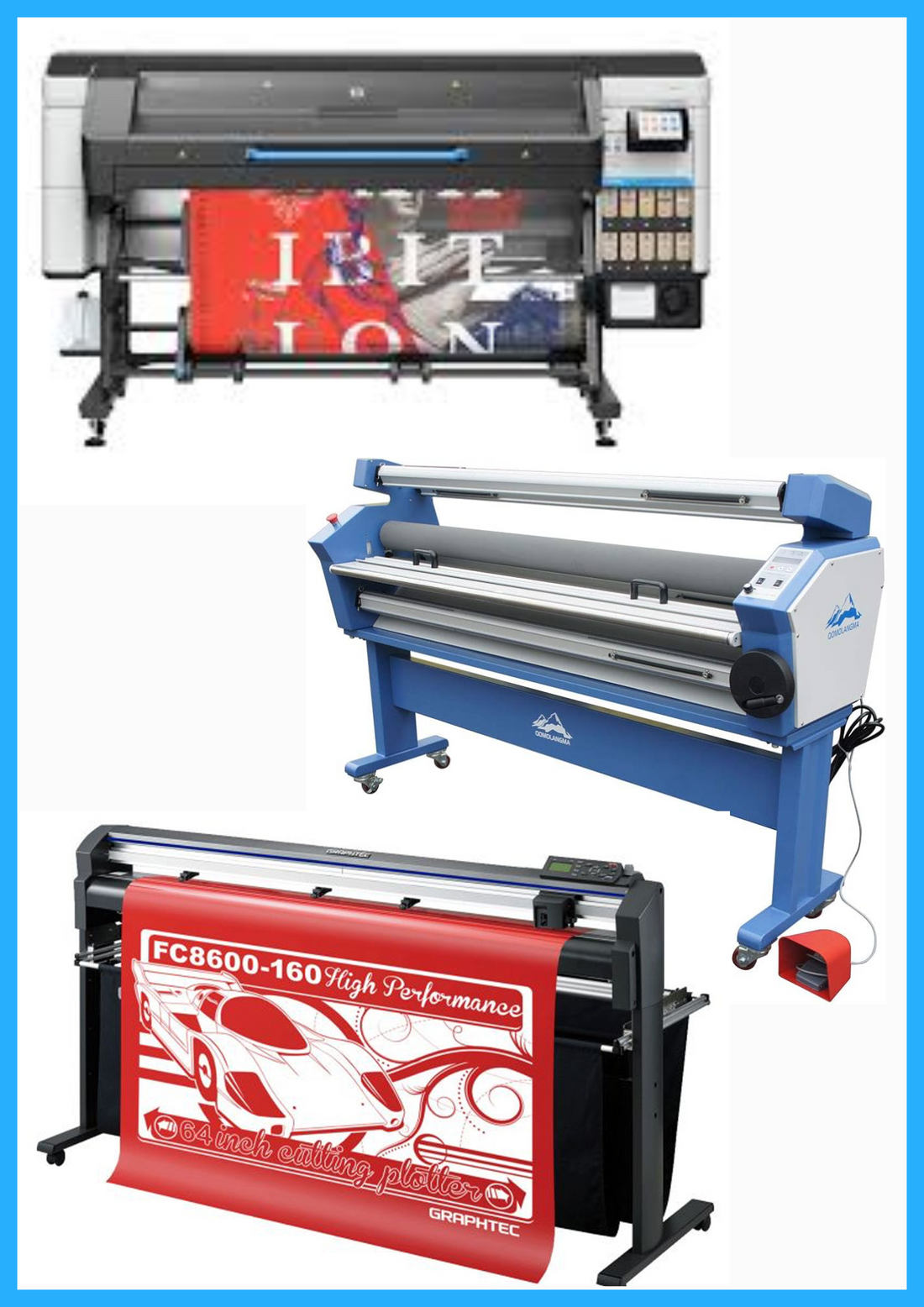 ON SALE - COMPLETE SOLUTION - HP Latex 830W 64" Wide Format Printer  - New + 64" Graphtec FC8600-160 Vinyl Cutting Plotter - Refurbished (1 Year Warranty) + 63" Full-auto Low Temp. Wide Format Cold Laminator - New