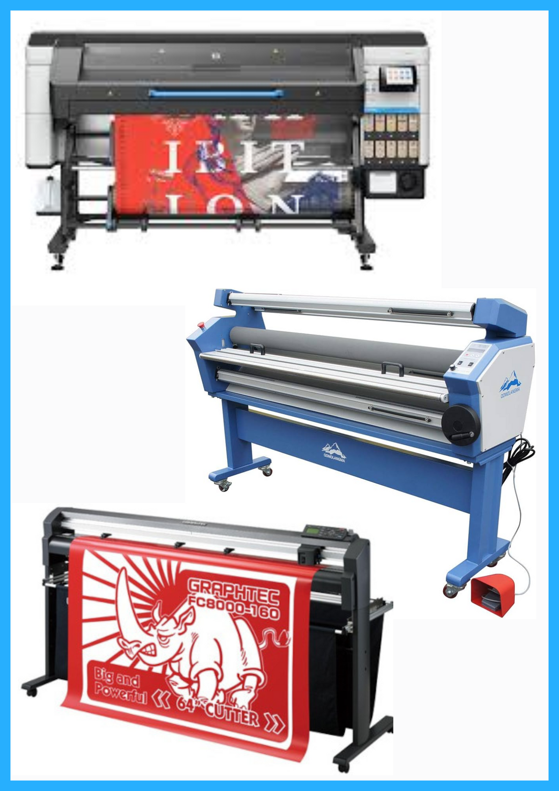 ON SALE - COMPLETE SOLUTION - HP Latex 830W 64" Wide Format Printer  - New + 64" Graphtec FC8000-160 Vinyl Cutting Plotter - Refurbished (1 Year Warranty) + 63" Full-auto Low Temp. Wide Format Cold Laminator, with Heat Assisted - New