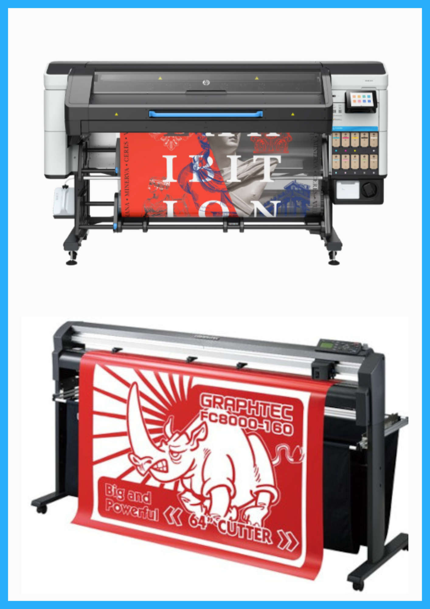 ON SALE - BUNDLE - HP Latex 730W 64" Wide Format Printer - New + 54" Graphtec FC8000-160 Vinyl Cutting Plotter - Refurbished (1 Year Warranty)