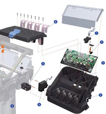 Carriage Assembly for the HP DesignJet D5800 / T7100 / T7200 / Z6200 / Z6610 / Z6800 / Z6810  Series (CQ109-67011) - Refurbished