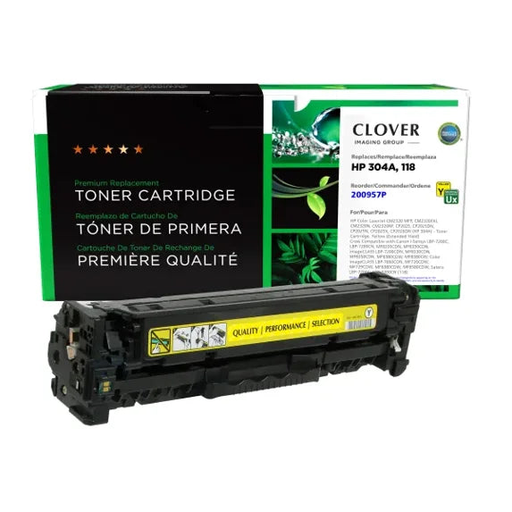 Clover Remanufactured Extended Yield Yellow Toner Cartridge for HP CC532A