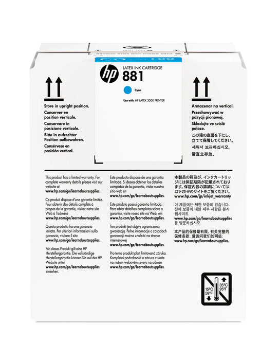 HP 881 5-liter Cyan Latex Ink Cartridge for HP Latex 1500, 3200 - CR331A