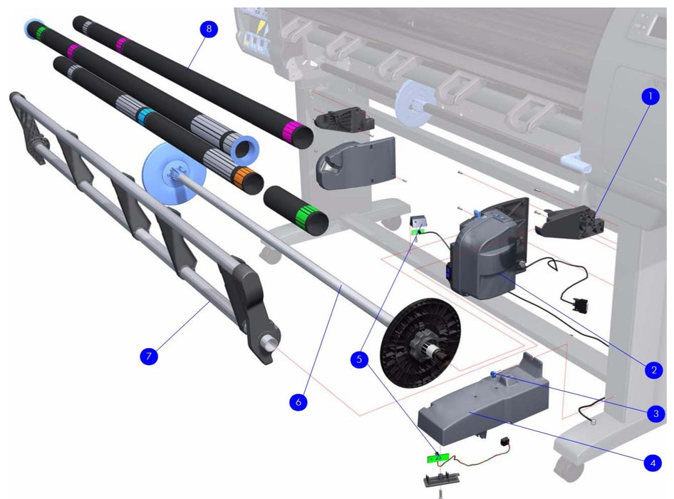 Take-Up Reel (TUR) Sensors Assembly - For the HP DesignJet Z6100, Z6100ps Series (Q6706-60908)