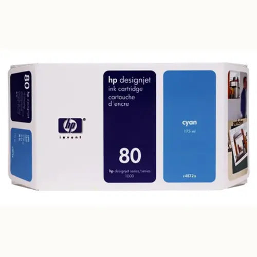 HP 80 Cyan Ink Cartridge 350 ml for HP DesignJet 1050C and 1055CM - Partially Used (C4846A)