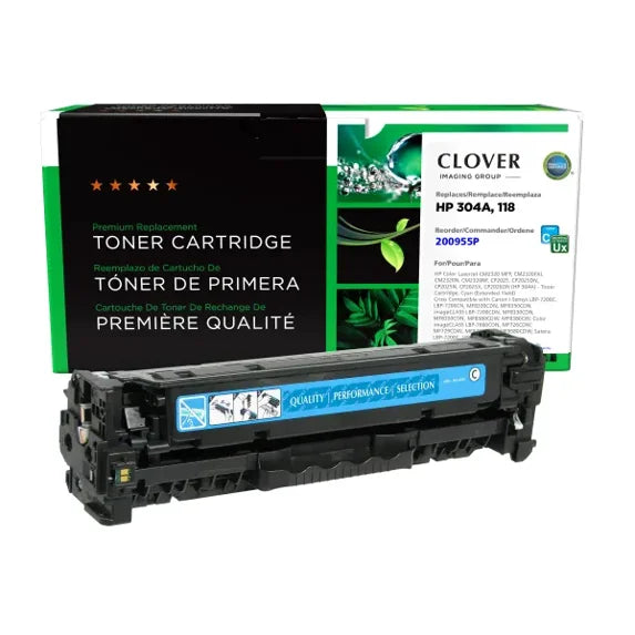 Clover Remanufactured Extended Yield Cyan Toner Cartridge for HP CC531A