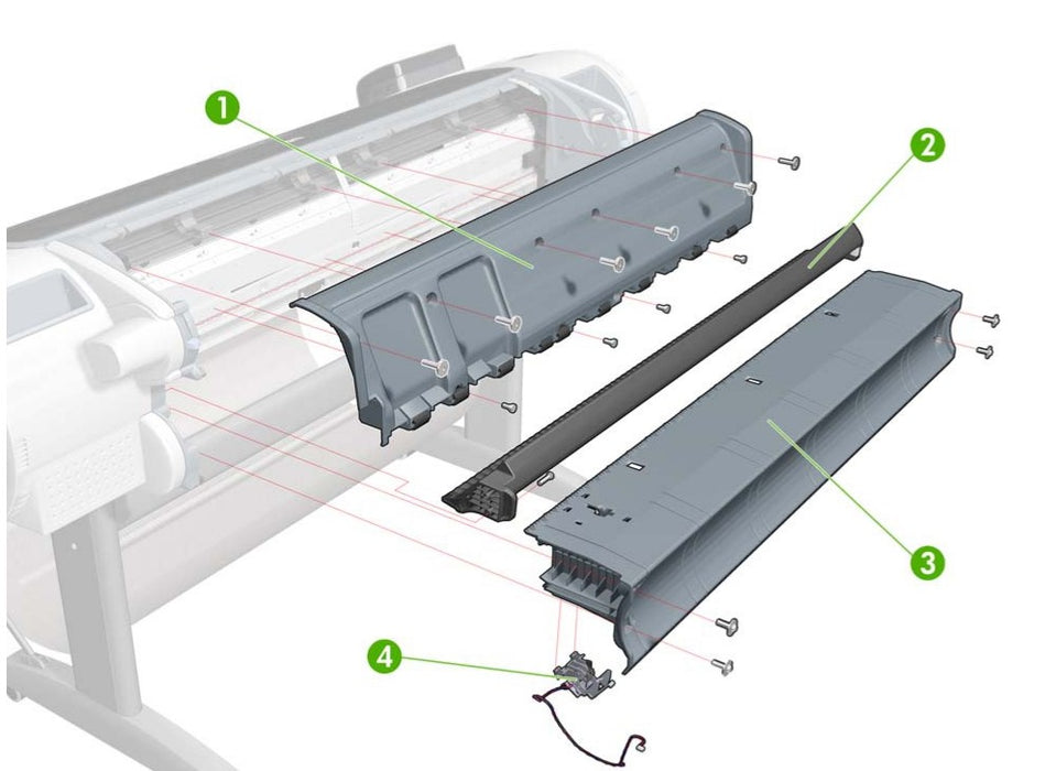 Back cover for the HP Designjet T1200, T7100, T770, T790 44-in Series (CH538-67012)