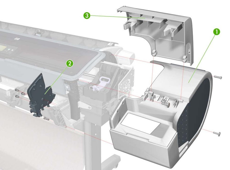 Right Ink Cartridge Door for the HP DesignJet T1200, T770, T7100 Series (CH538-67045)