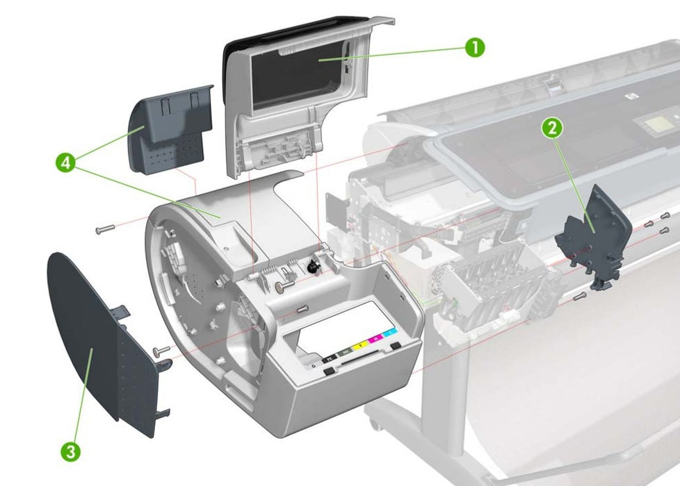 Left Ink Cartridge Door for the HP DesignJet T770, T790, T1200 24-in Series (CH539-67008)