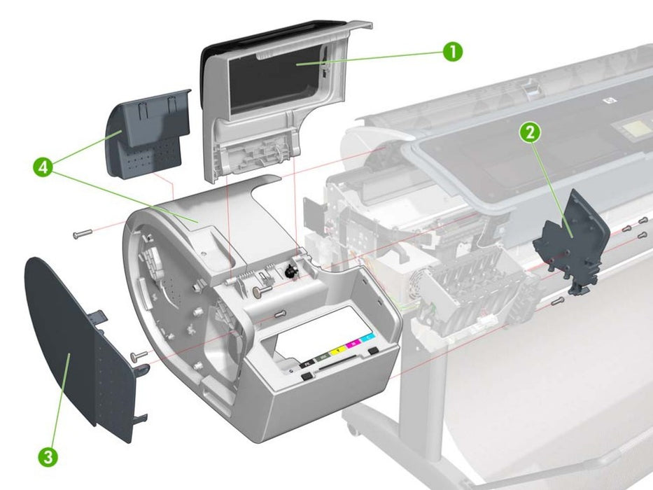 Left Cover with Ink Door for the HP DesignJet T770, T1300, T7100, T1200 44-in Series (CH538-67013)