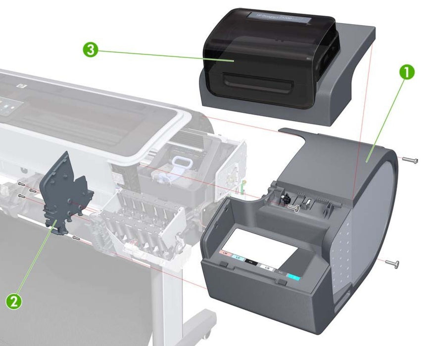 Right Ink Cartridge Door with Nameplate for the HP DesignJet Z5200 Series (CQ113-67015) - Refurbished