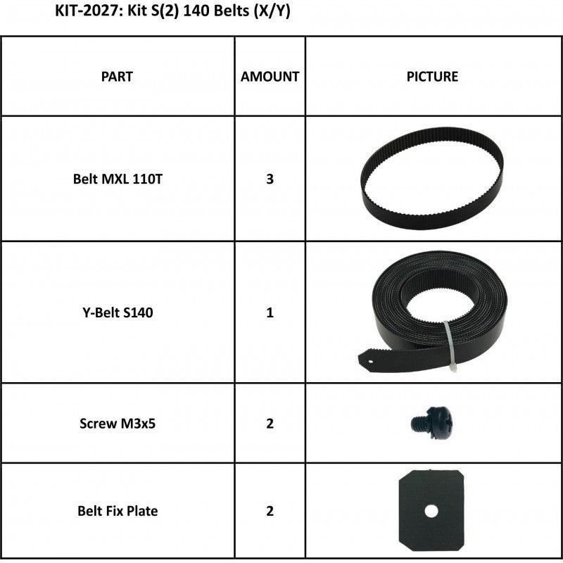 Kit S(2) 140 Belts (X/Y) for Summa S Class 140 Series (KIT-2027)
