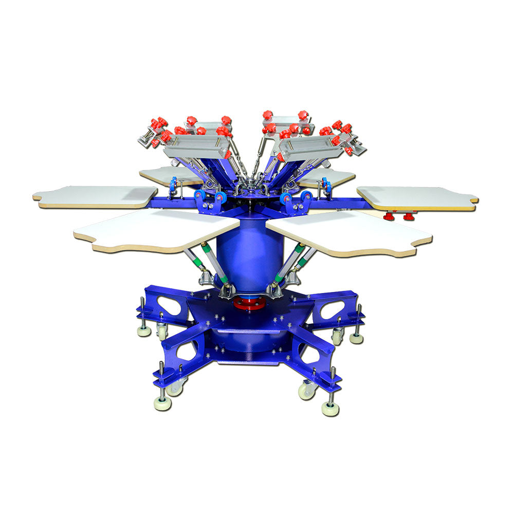 6 Color 6 Station Floor Type Micro-registration Double Wheel Overprinting Screen Printing Press