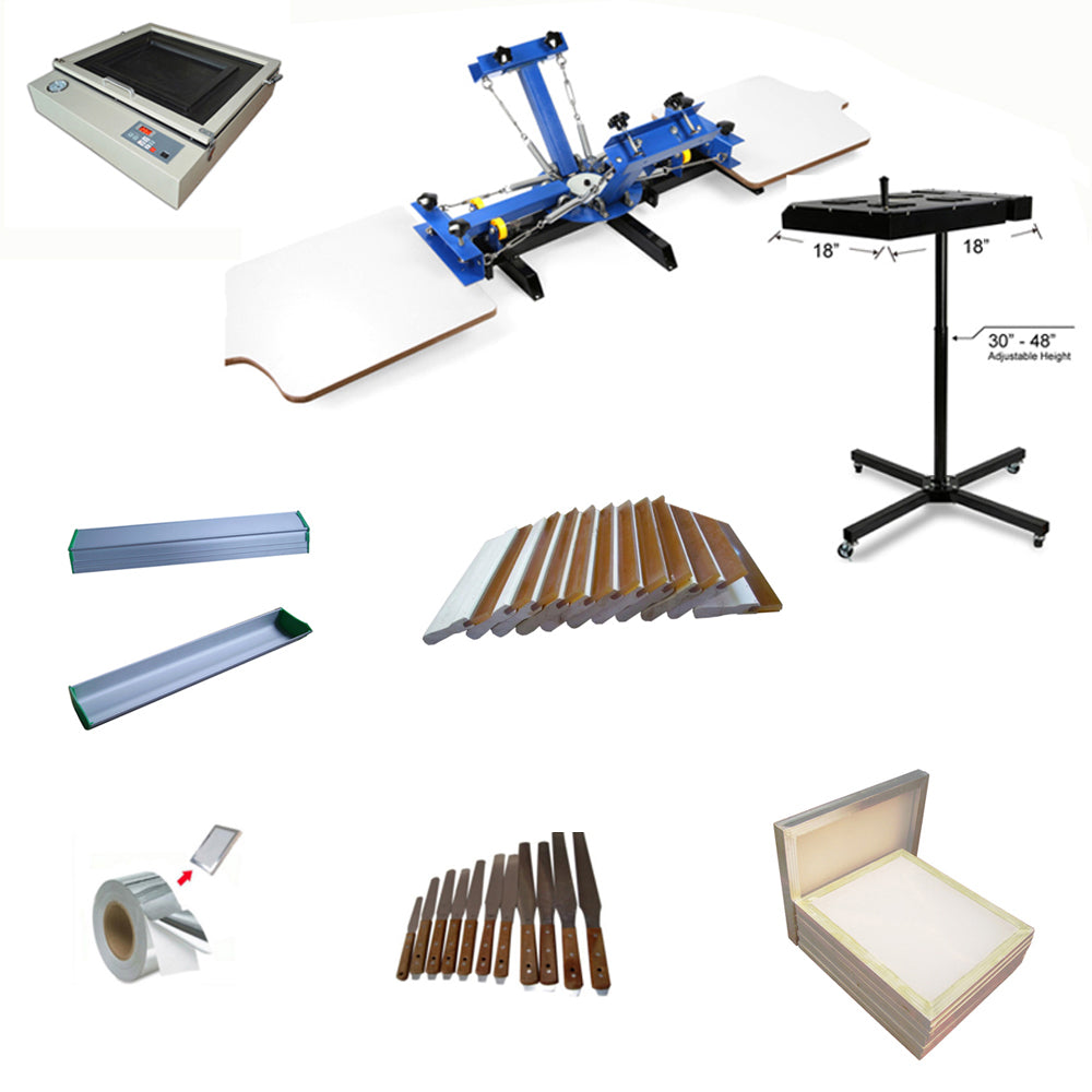 4 Color 2 Station Silk Screen Printing Press Screen Printing Full Kit Equipment (SPK-RD-KIT-017)