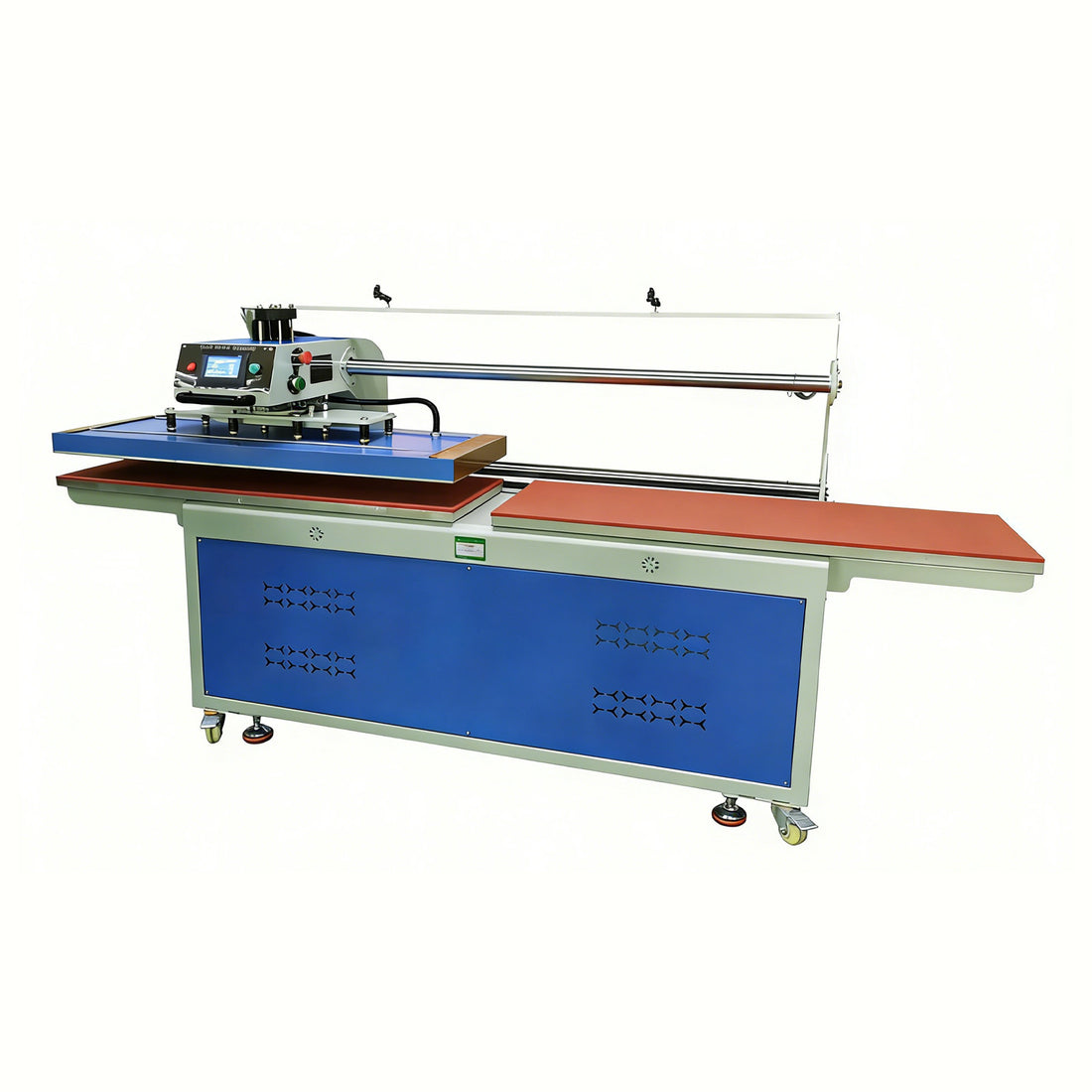 16" x 47" Fully Automatic Up-Sliding Hydraulic Double-Station Rhinestone Heat Press Machine For Leather, Fabric &amp; Custom Jewelry with Laser Position System