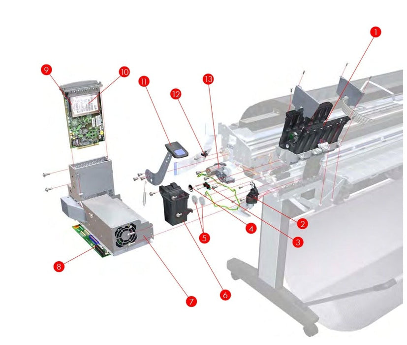 Media advance transmission - For the DesignJet T770/T1200/T1120/T2300/T620/Z3100 printer series (CK837-67019)