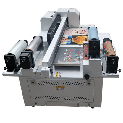 6090 UV Flatbed Printer and 12Inch UVDTF Desktop Direct to Substrate Roll Printer Combo, All-in-One Hybrid Printer for AB Film, Acrylic, Metal, Glass, Wood, Cell Phone Case