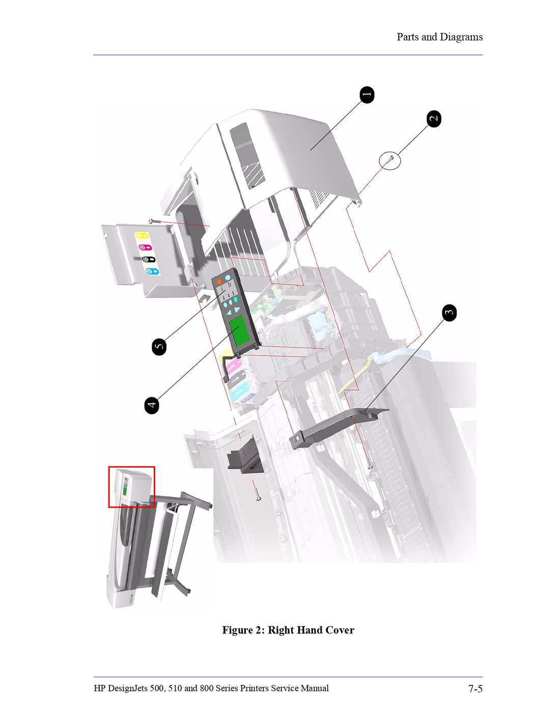 C7769-60436 Right Hand Cover (HP DesignJet 500Plus Series Only)