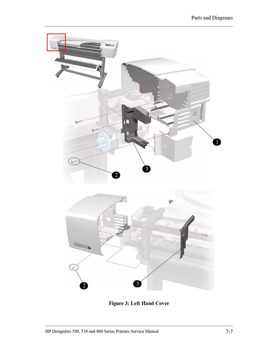 C7769-60439 Left Hand Cover (HP DesignJet 500Plus Series Only)