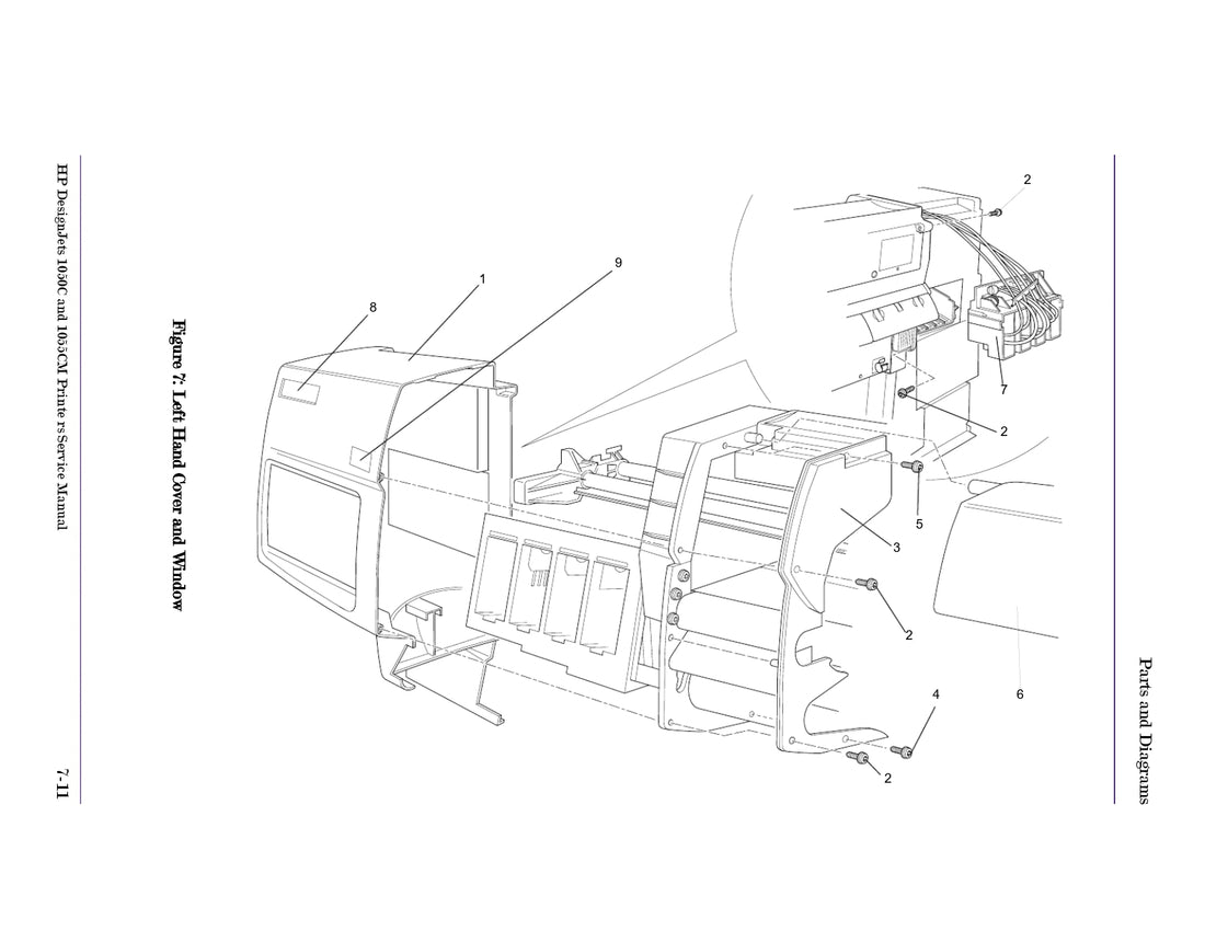 Left hand cover - For HP DesignJet 1050C and 1055CM Printers (C6072-60167)