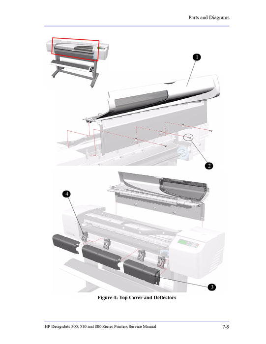 C7769-60154 Top Cover - Grey (24-inch DesignJet 500 Series Only)