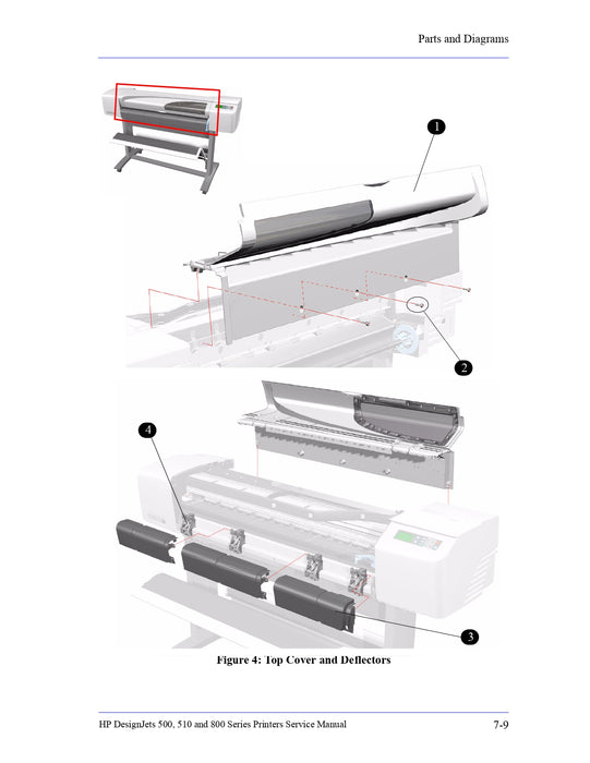 CH337-67001 Top Cover + Window - Light Grea SVC (42-inch HP DesignJet 510 Series Only)