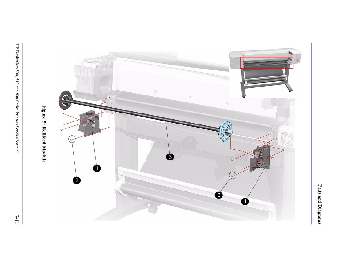 C7770-60094 Spindle (24" Model Only) - HP DesignJet 500/510/800 Printer Series