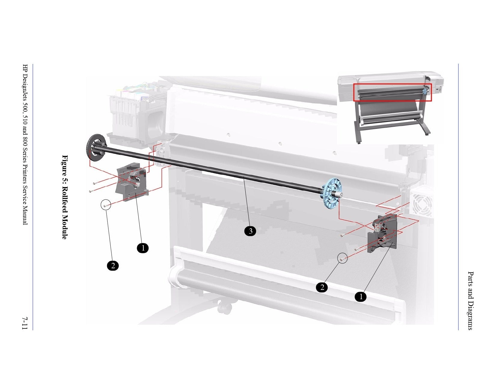C7770-60094 Spindle (24" Model Only) - HP DesignJet 500/510/800 Printer Series