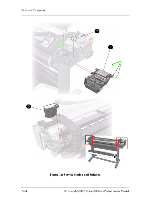 C7769-60165 Left Spittoon Assembly -  For HP DesignJets 500, 510 and 800 Series Printers