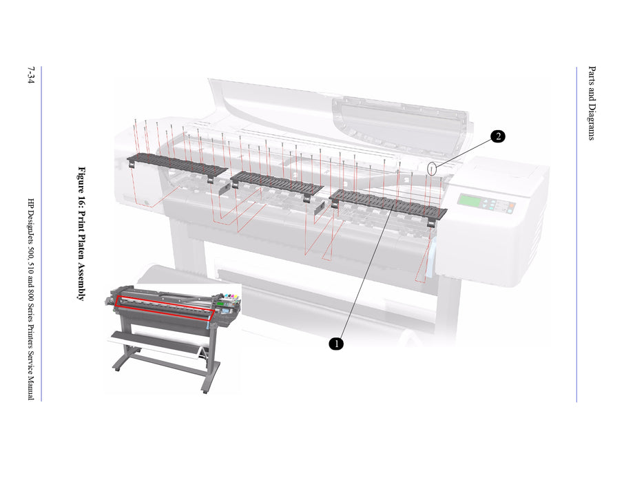 C7769-60174 Print Platen Kit - For HP DesignJet 510, 500, 800 plotters