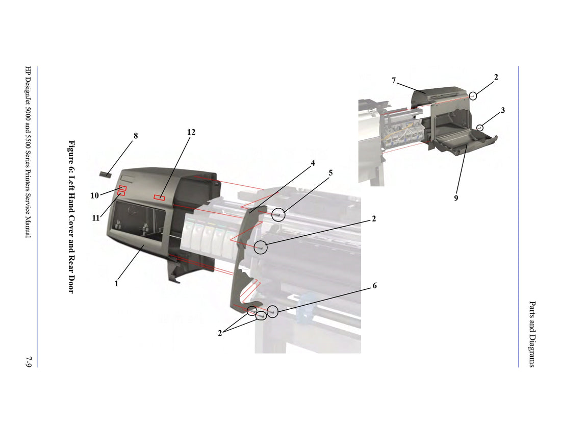 Left Hand Cover for HP DesignJet 5000/5500 Printers (C6090-60039)
