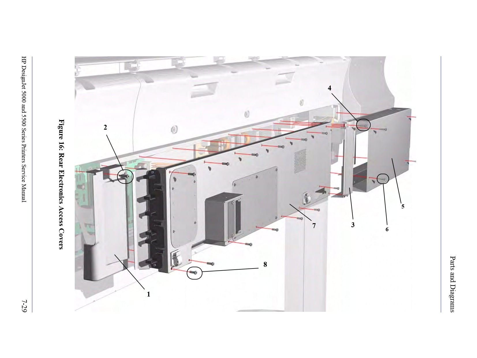Right Rear Cover for HP DesignJet 5000/5500 Printers (Q1251-60085)