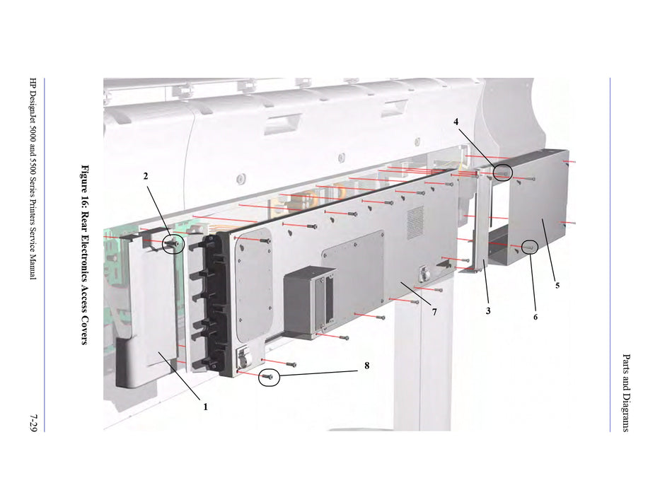 Left Rear Cover for HP DesignJet 5000/5500 Printers (Q1251-60086)