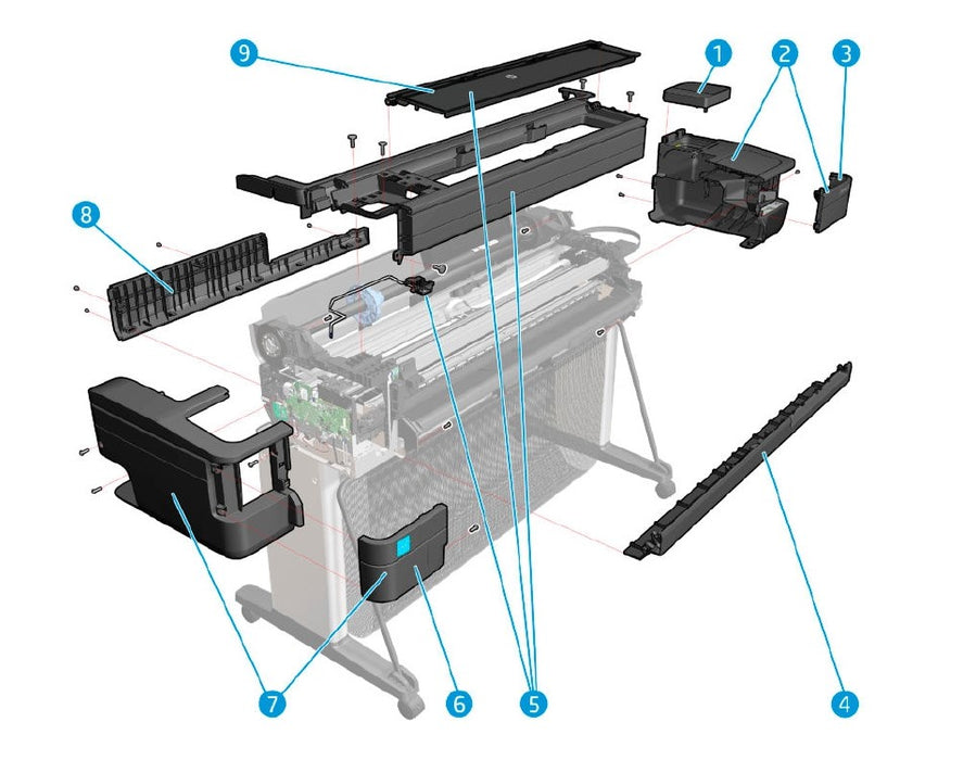 Central covers SFP SV kit for the HP Designjet T730 Series (F9A29-67006)