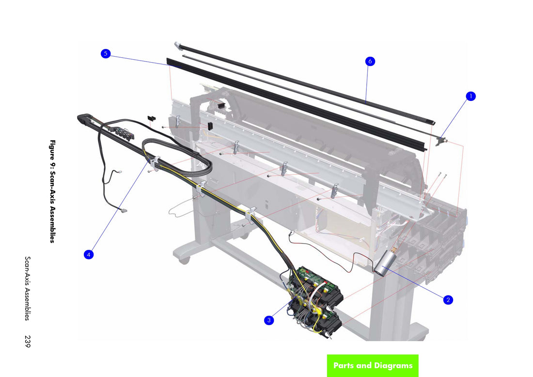 Scan Axis Motor Assembly - For the HP Designjet Z6100, Z6200, Z6600, Z6800, L25500, L26500 60-in Series (Q6652-60128) - Refurbished