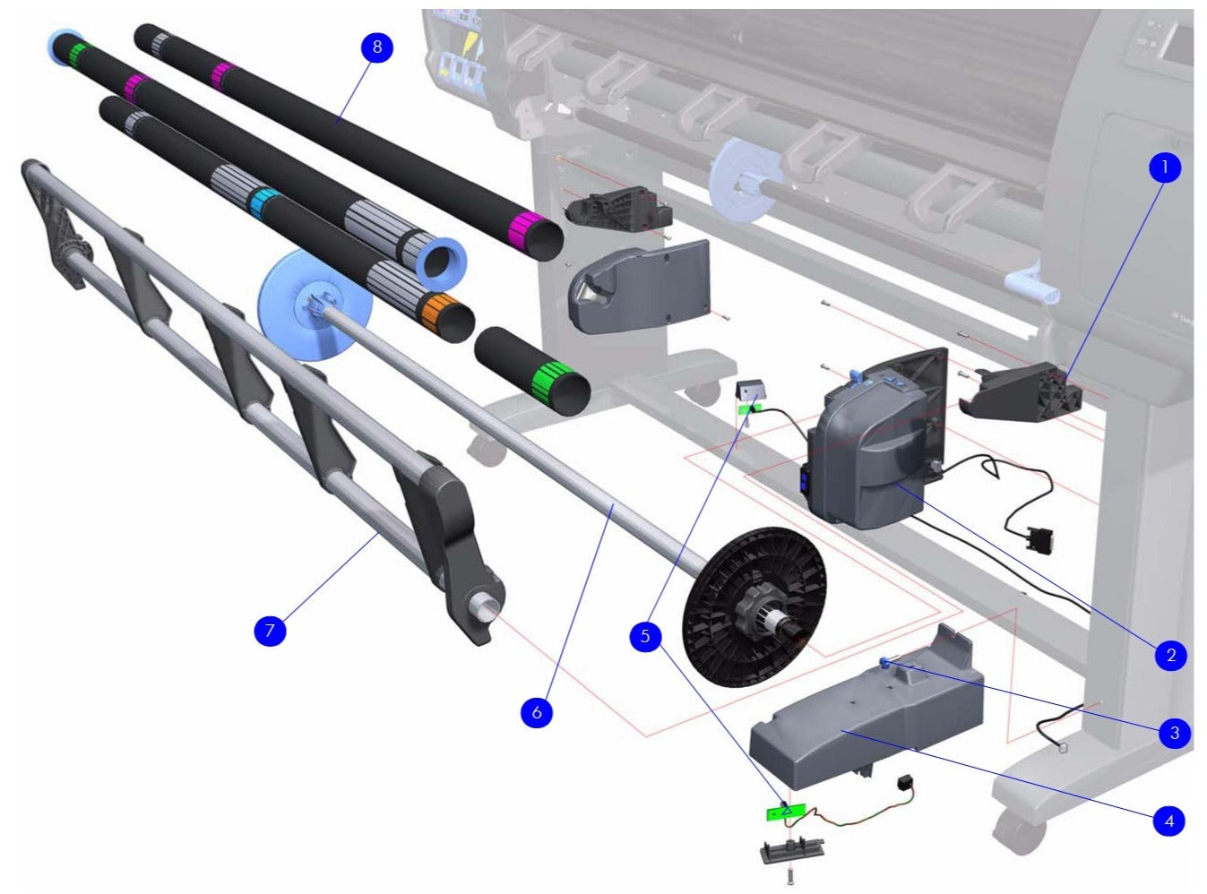 Take-Up Reel (TUR) Motor Assembly for the HP Designjet Z6100, Z6100ps Series (Q6706-60904)