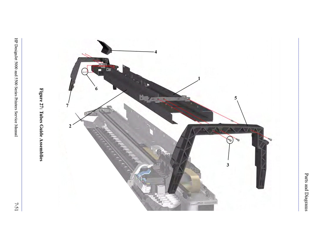 Back Tube Guide Assembly for 60-inch HP DesignJet 5000/5500 Printers (C6095-60176)