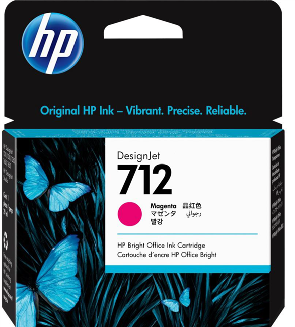 HP 712 29-ml Magenta DesignJet Ink Cartridge for T210, T230, T250, T630, T650 - 3ED68A