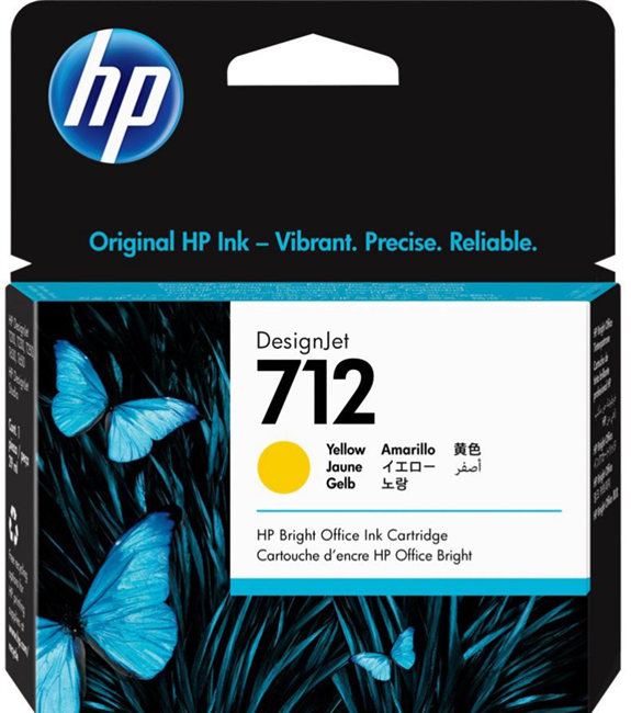 HP 712 29-ml Yellow DesignJet Ink Cartridge for T210, T230, T250, T630, T650 - 3ED69A