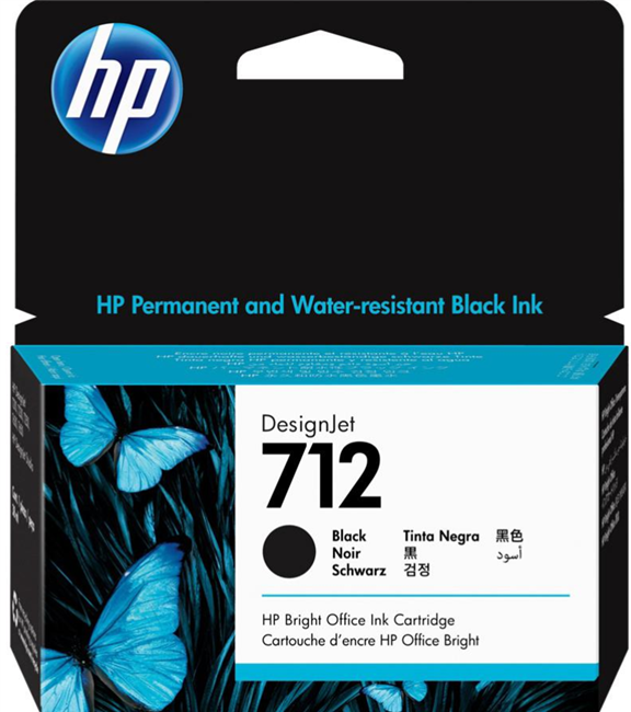 HP 712 38-ml Black DesignJet Ink Cartridge for HP DesignJet T230, T250, T630, T650 - 3ED70A