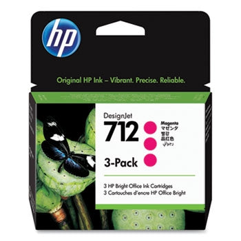 HP 712 3-pack 29-ml Magenta DesignJet Ink Cartridge for T210, T230, T250, T630, T650 - 3ED78A