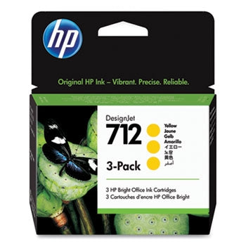 HP 712 3-pack 29-ml Yellow DesignJet Ink Cartridge for T210, T230, T250, T630, T650 - 3ED79A