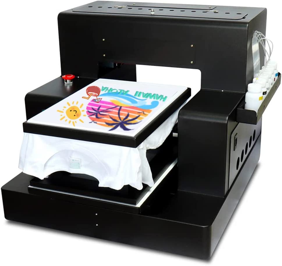 Automatic A3 T-Shirt Printing Machine DTG DTF Printer with Vacuum Platform Flatbed DTG Printer Print On Dark/Light T-Shirt Printing Machine