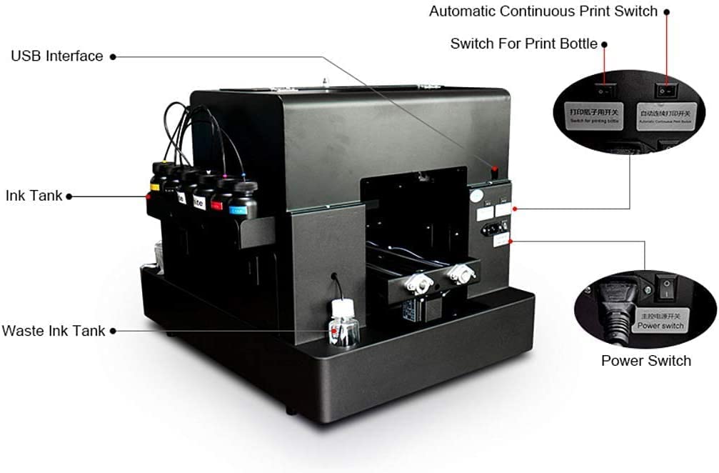 Automatic DTG Garment T-shirt Printer A4 size Direct to T-shirts Printing  Machine 6 Colors